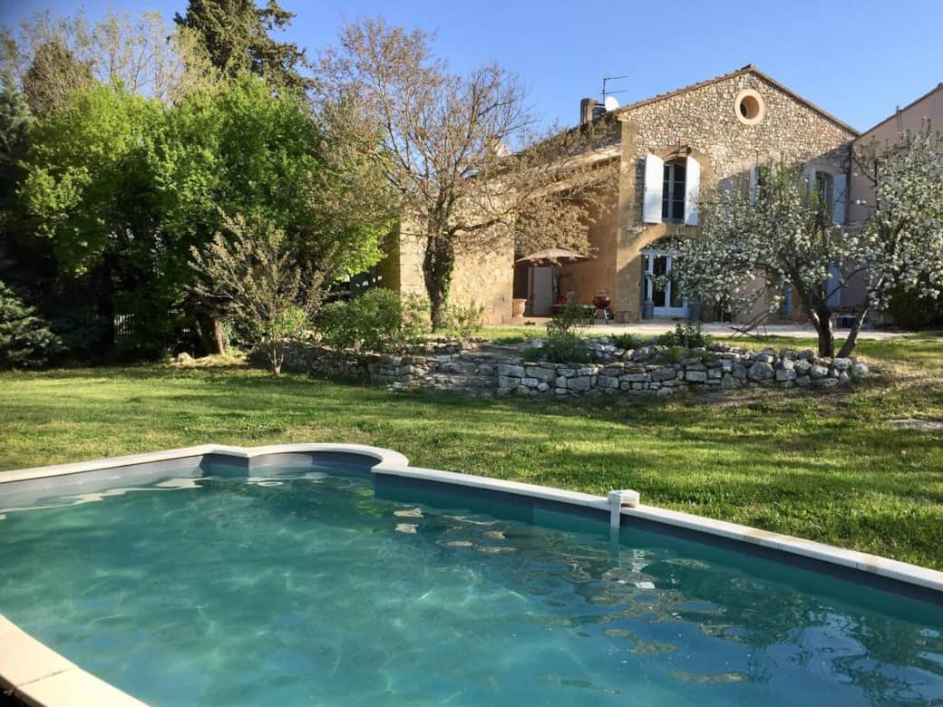 swimming pool, garden, sun loungers, exterior, house facade