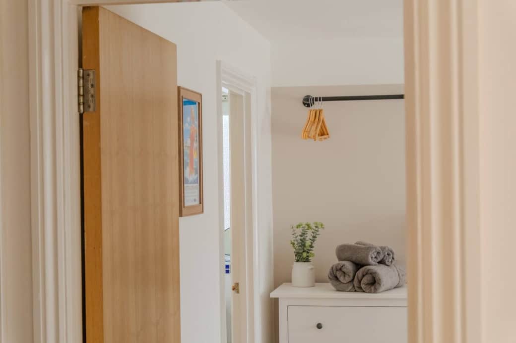 Master bedroom hanging and clothes storage