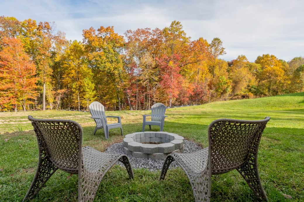 Fire pit in the back yard