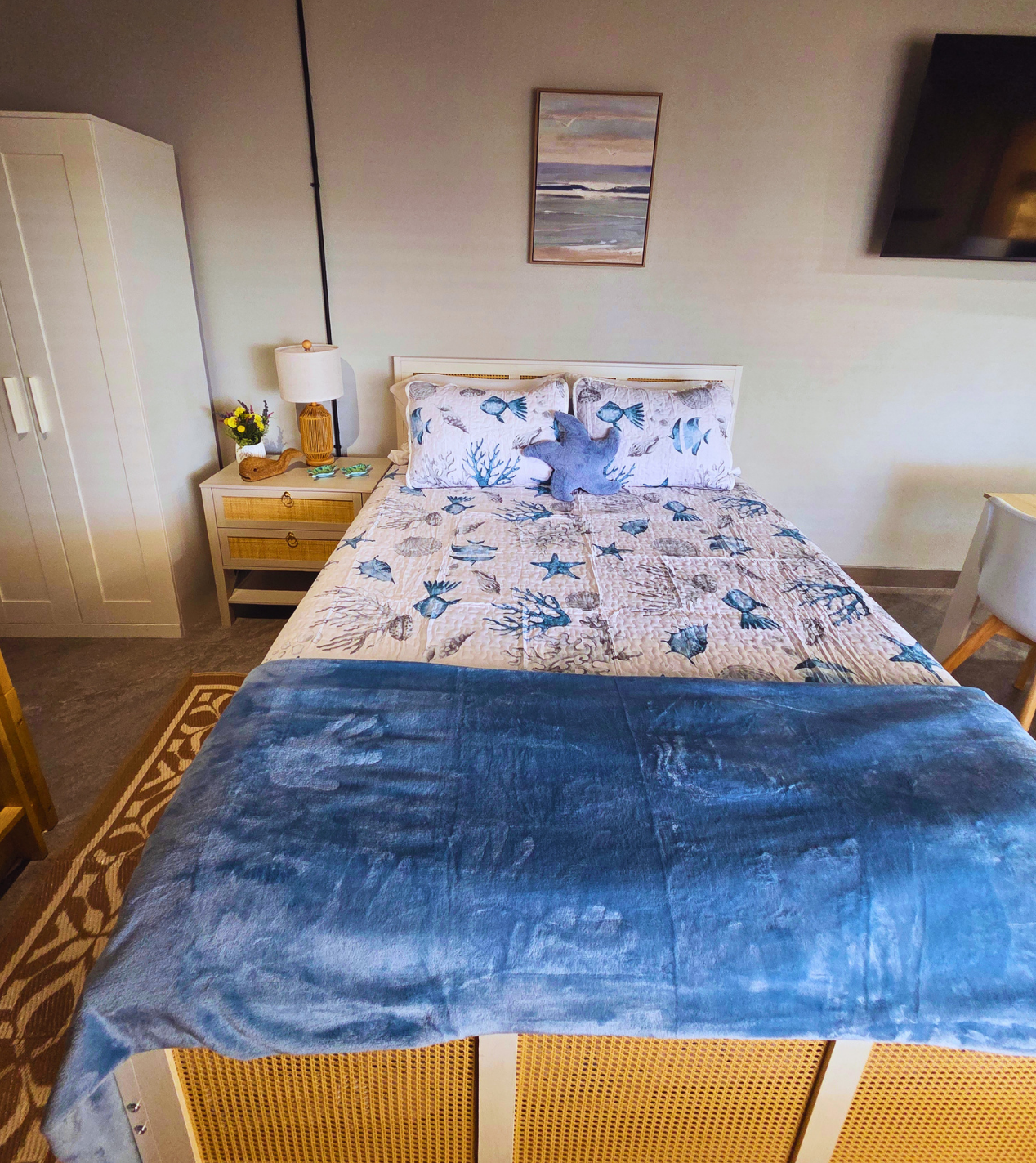 Rest easy with a queen bed, luxe linens, comfy pillows, and spacious closet. Treasure Island, FL