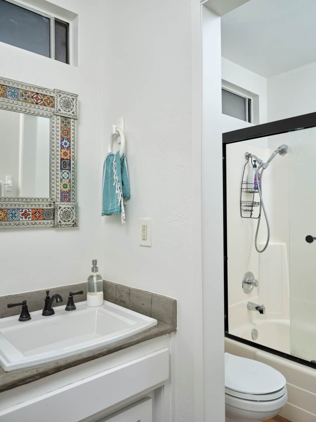Private shower tub area
