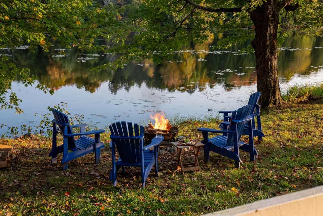 Relax by the fire in Adirondack chairs and immerse yourself in the natural beauty of Vermont