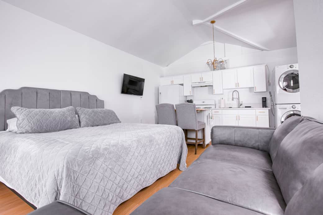Bed and Couch into the Kitchen
