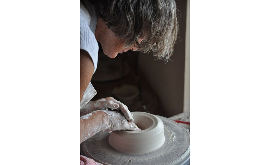 Catherine working in her Art Studio. Come visit!