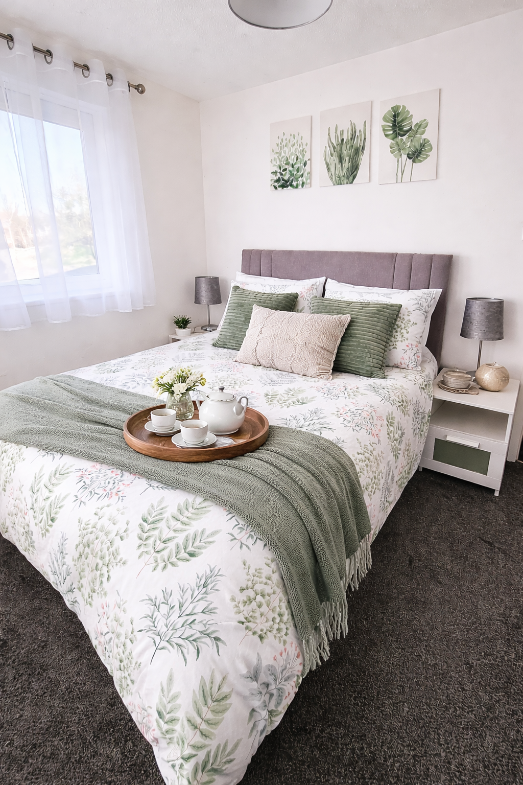 Modern master bedroom with king size bed