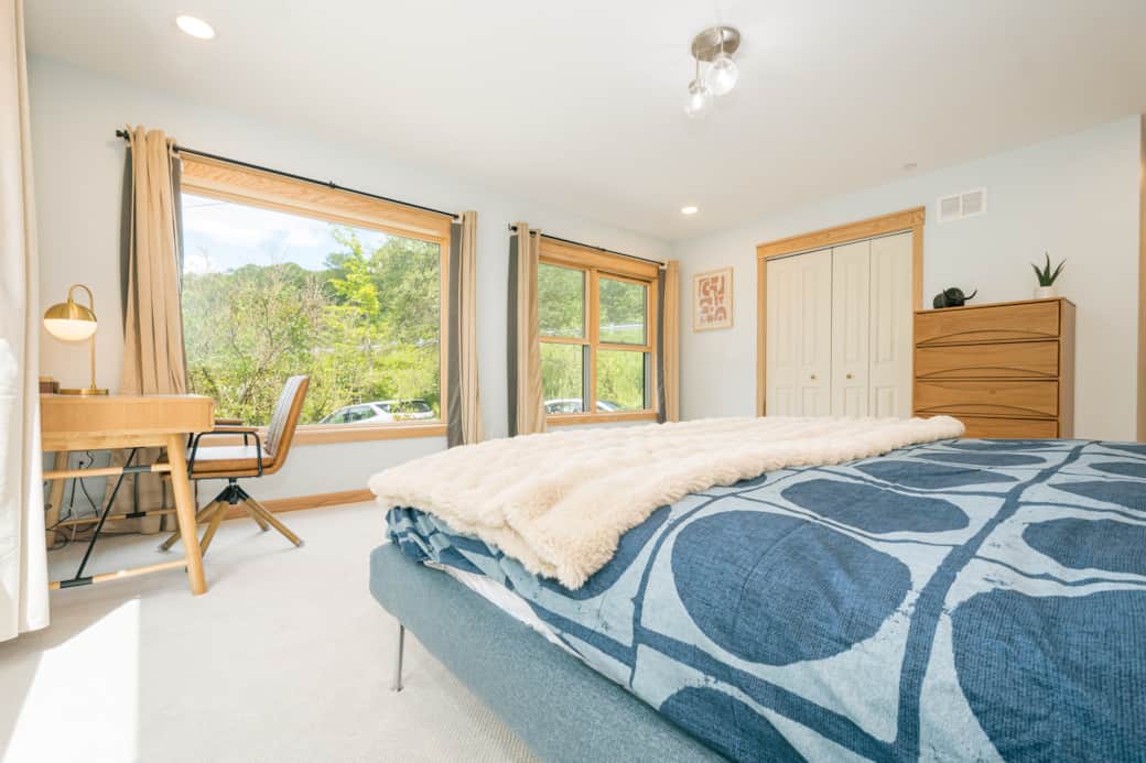 Bedroom #1 - showing work station, closet and ample light