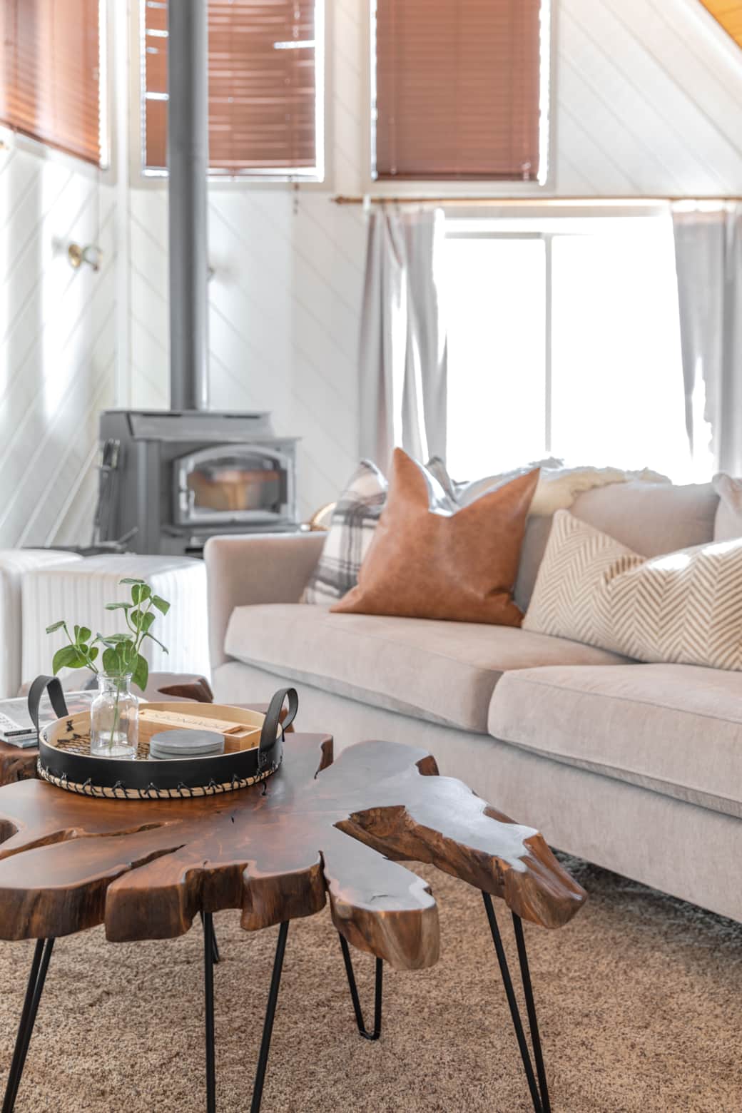 Sofa and wood-burning stove Sofa and wood-burning stove