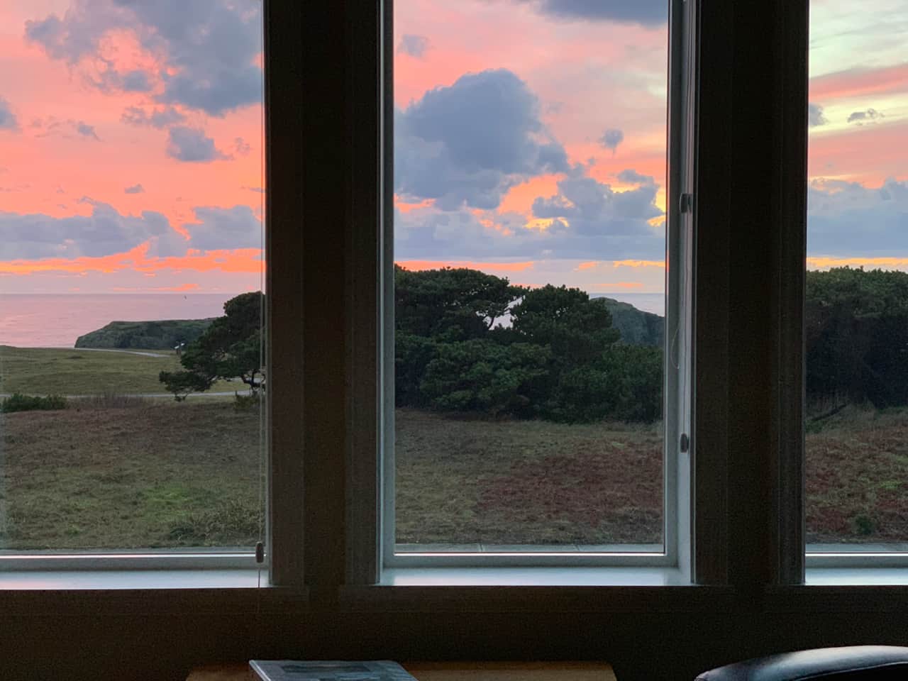 Enjoying sunset from the dining room