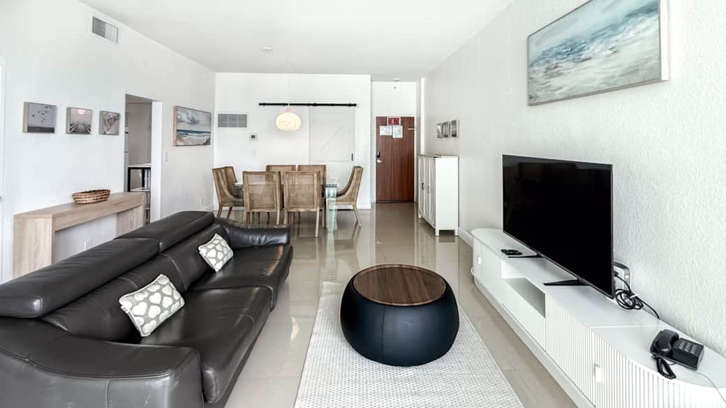 Living room and dining room