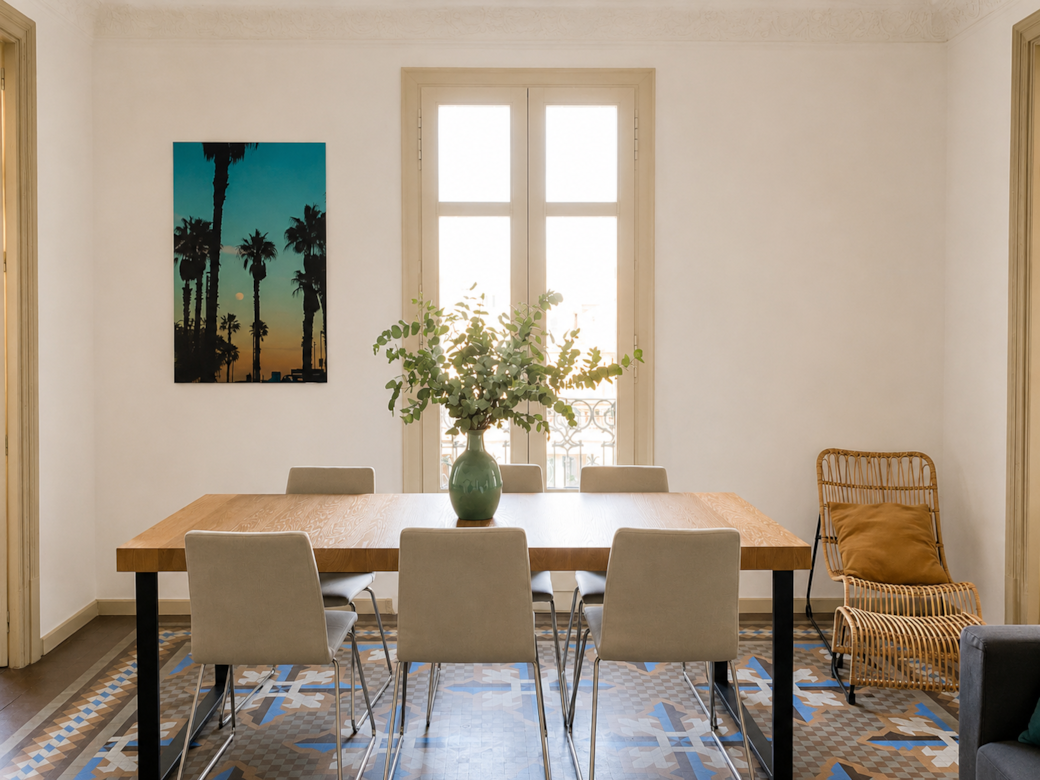 Barcelona 3 bedroom apartment living room dining area