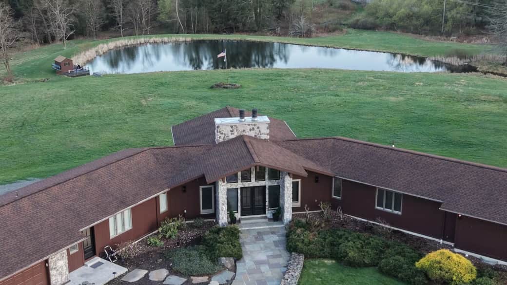 Drone view from front of house