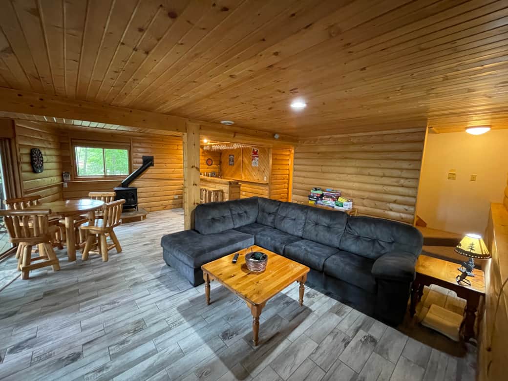 Family Room with game table and wet bar