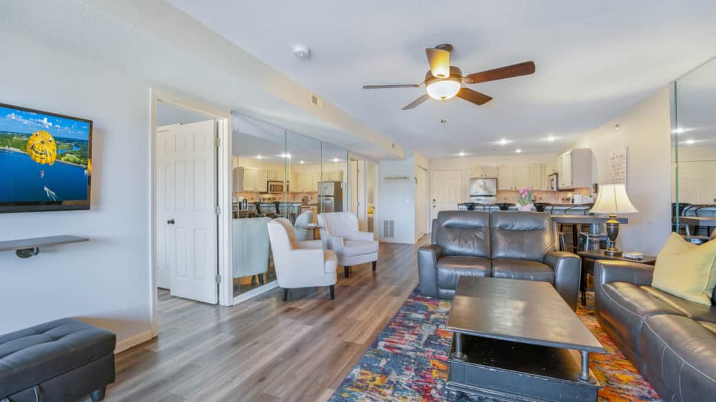 Get cozy and enjoy a movie on the 55" smart TV with spectrum cable included.