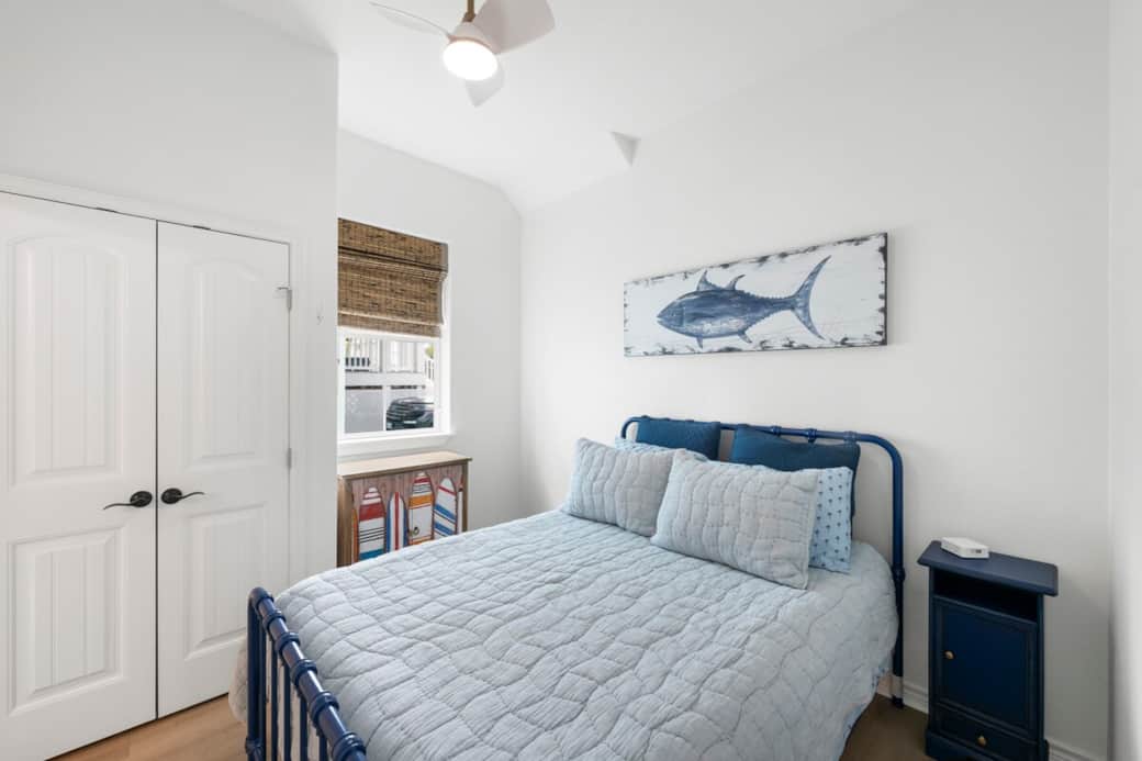 Bedroom 2: Queen bed, closet, jack and jill bathroom shared with bunk room 
