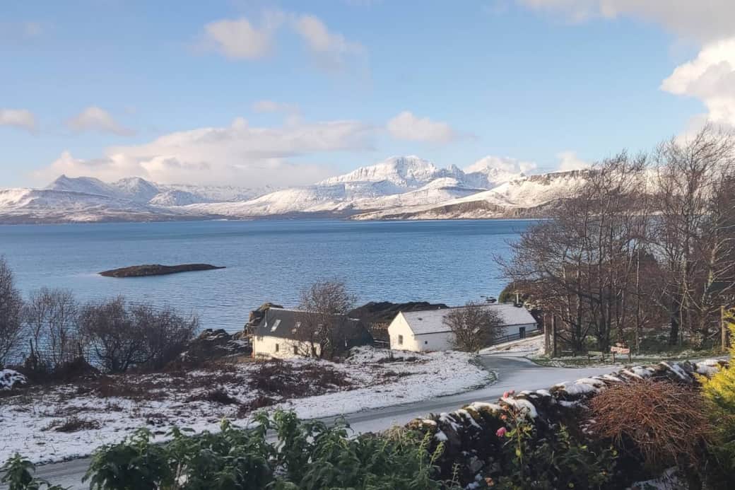 Snowy view over Loch Eishort