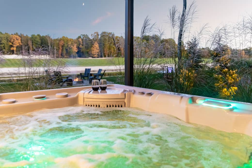 Hot tub and lake view