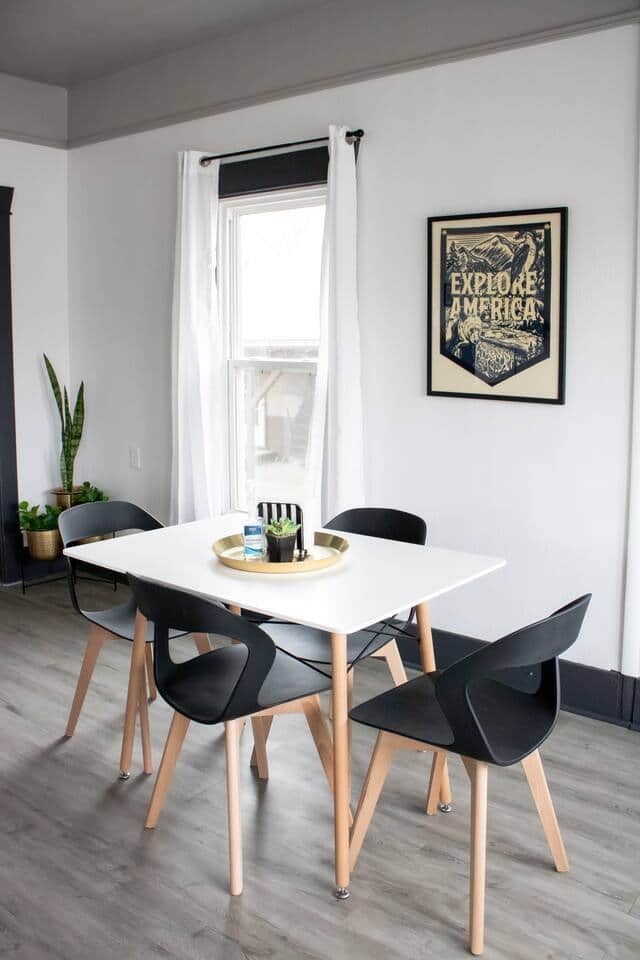 Dining Area: Stylish space for meals and memories, featuring a bright table and fun decor!