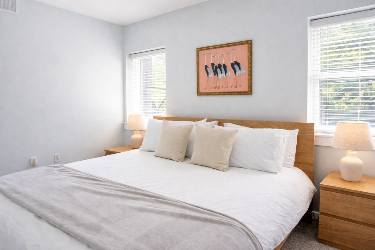Wake up to beautiful natural light in this cozy bedroom