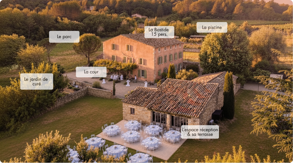 Floor plan of La Bastide du Chat Blanc villa for weddings in Provence