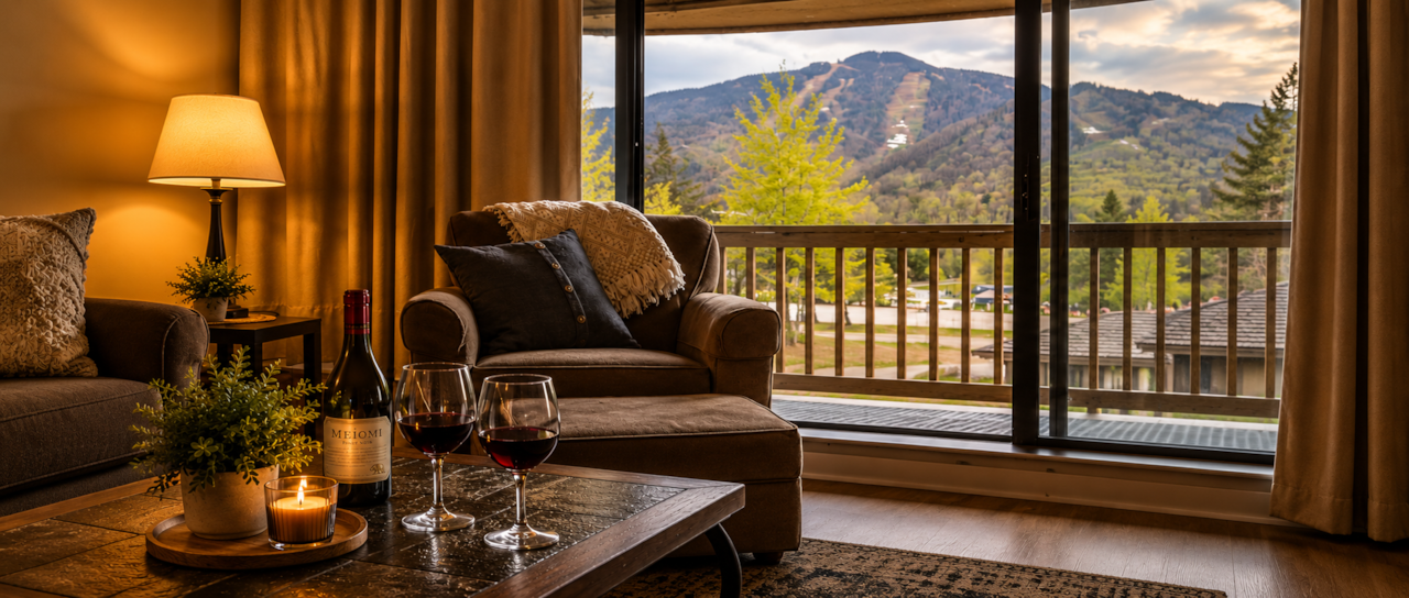 Cozy mountain-view evening retreat