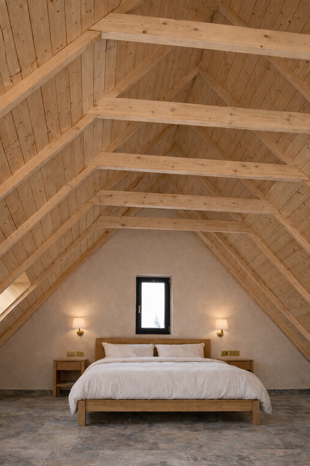 Mezzanine with king sized bed - wake up to view of the Tatra