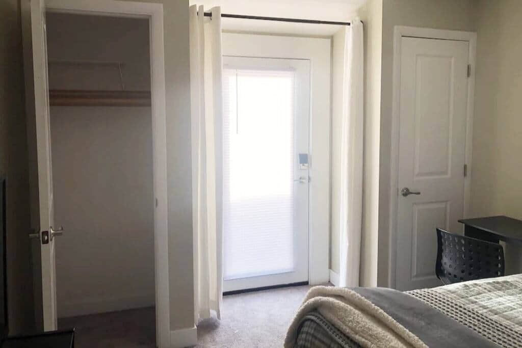 Your empty closet includes shelves and hangers. Your empty closet includes shelves and hangers.