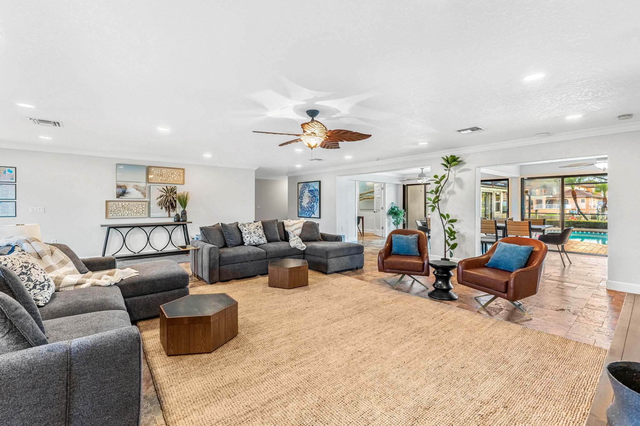 Enjoy this open and airy living space, perfect for relaxation or socializing with friends and family