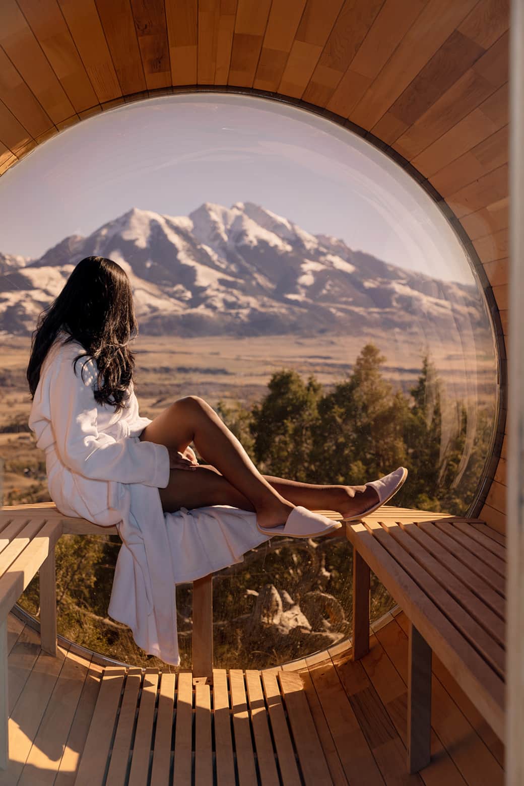 Panoramic Detox. Sweat it out with a direct view of Emigrant Peak. Pure bliss. Panoramic Detox. Sweat it out with a direct view of Emigrant Peak. Pure bliss.