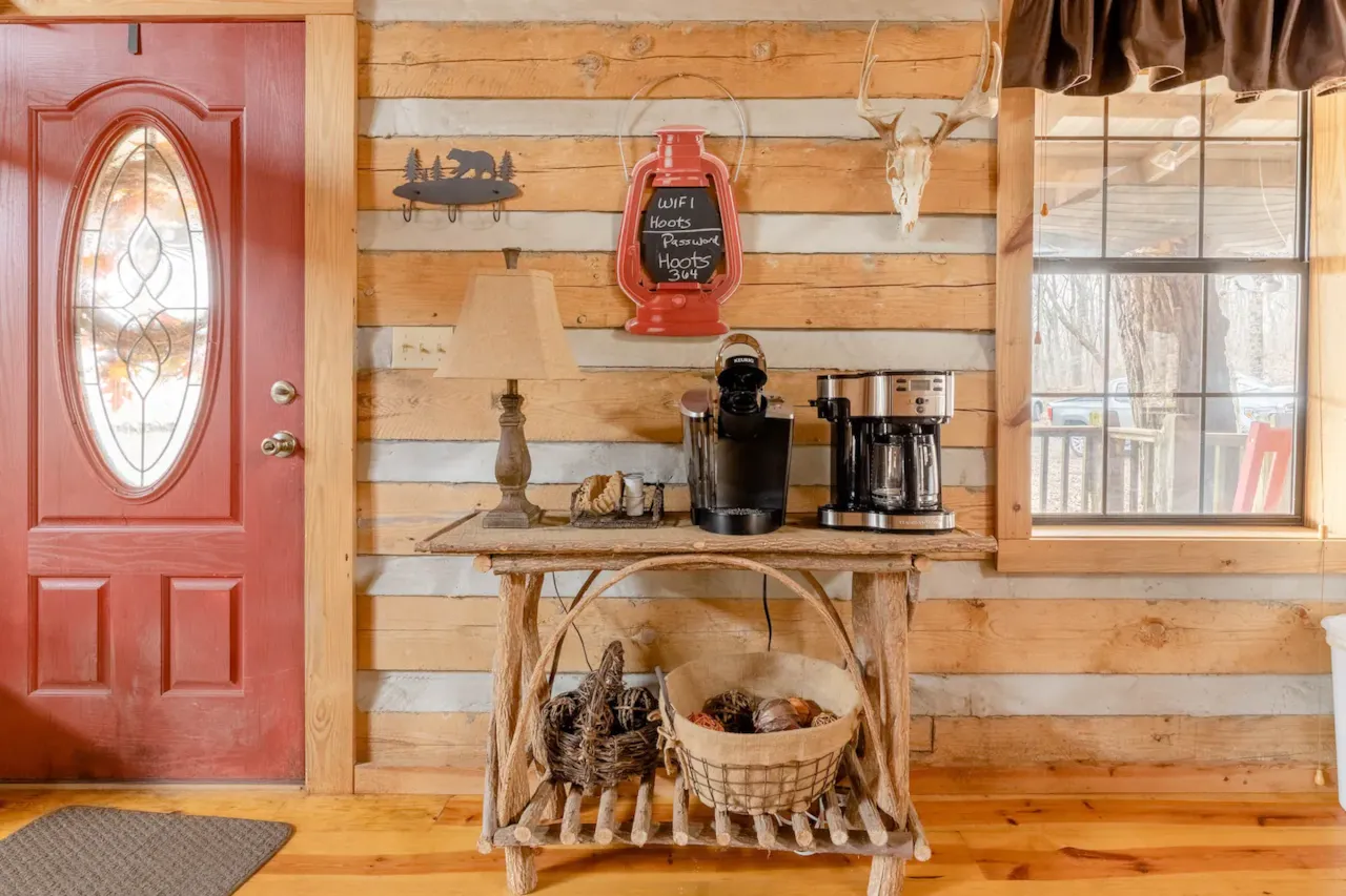 Your cabin has a coffee bar with Keurig and drip coffee makers and like All great coffee shops, it o