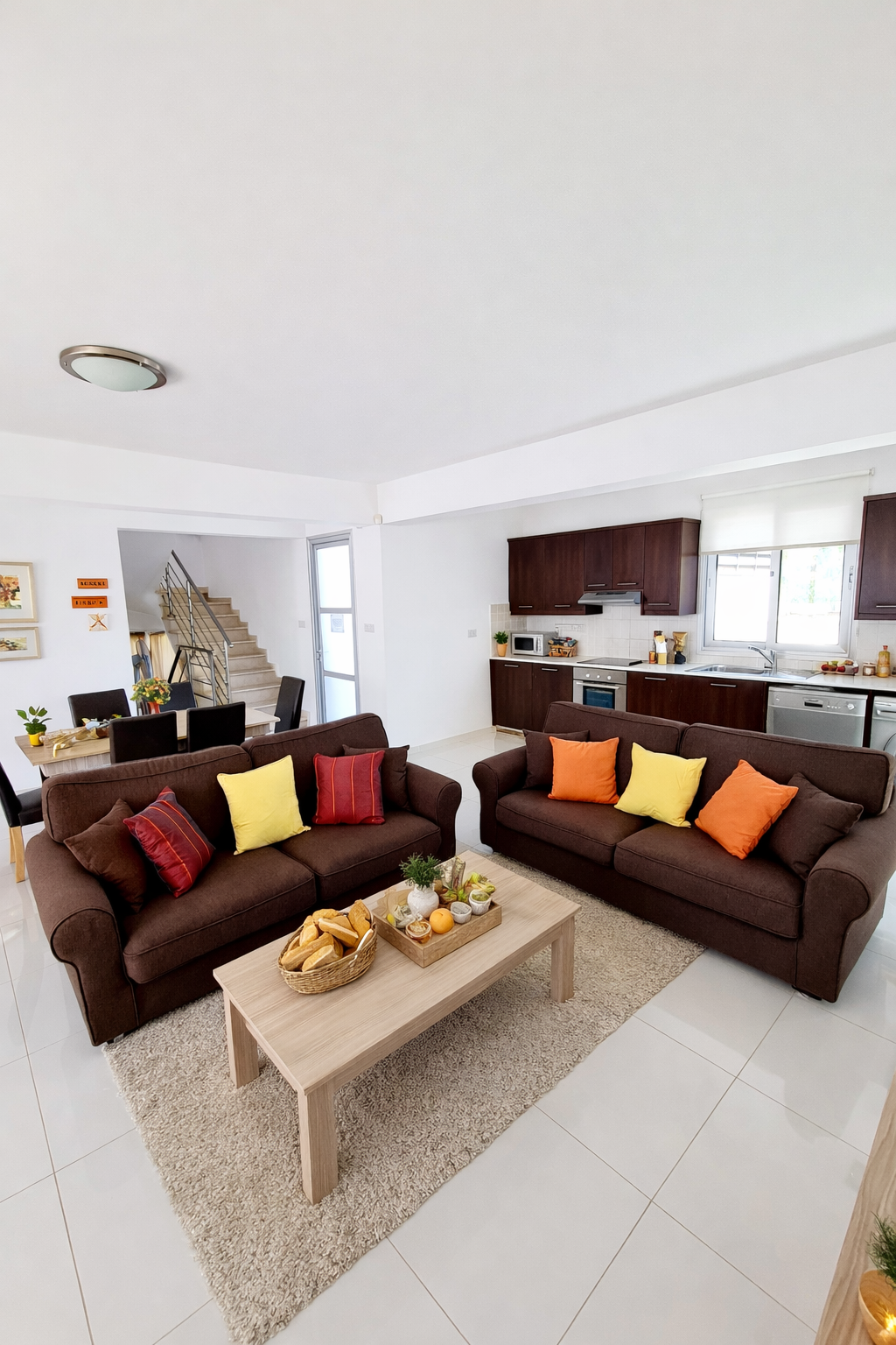 Modern living space with vibrant accents