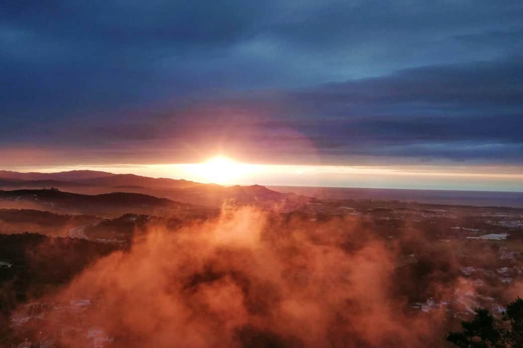 Foggy and gorgeous sunrise.