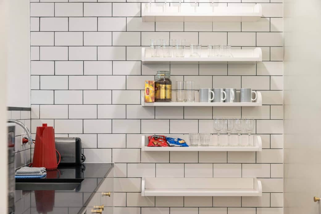 Keep your kitchen organized and stylish with our floating shelves. Display your favorite spices and decorative items to add personality to your cooking space. The open shelving not only provides functionality but also serves as a unique design.