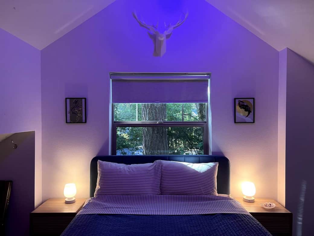 Change up the lighting to fit your mood - track lights are remote controlled.