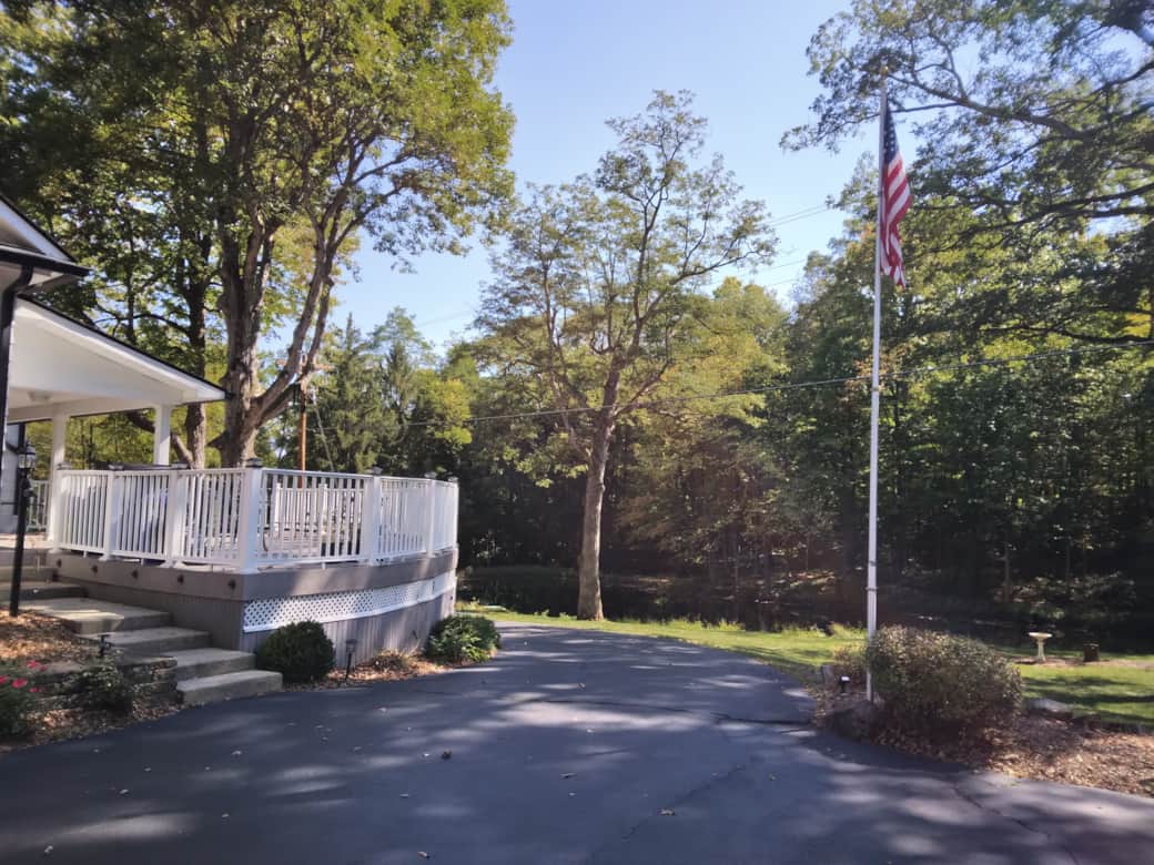 Parking for six cars and half acre pond Parking for six cars and half acre pond
