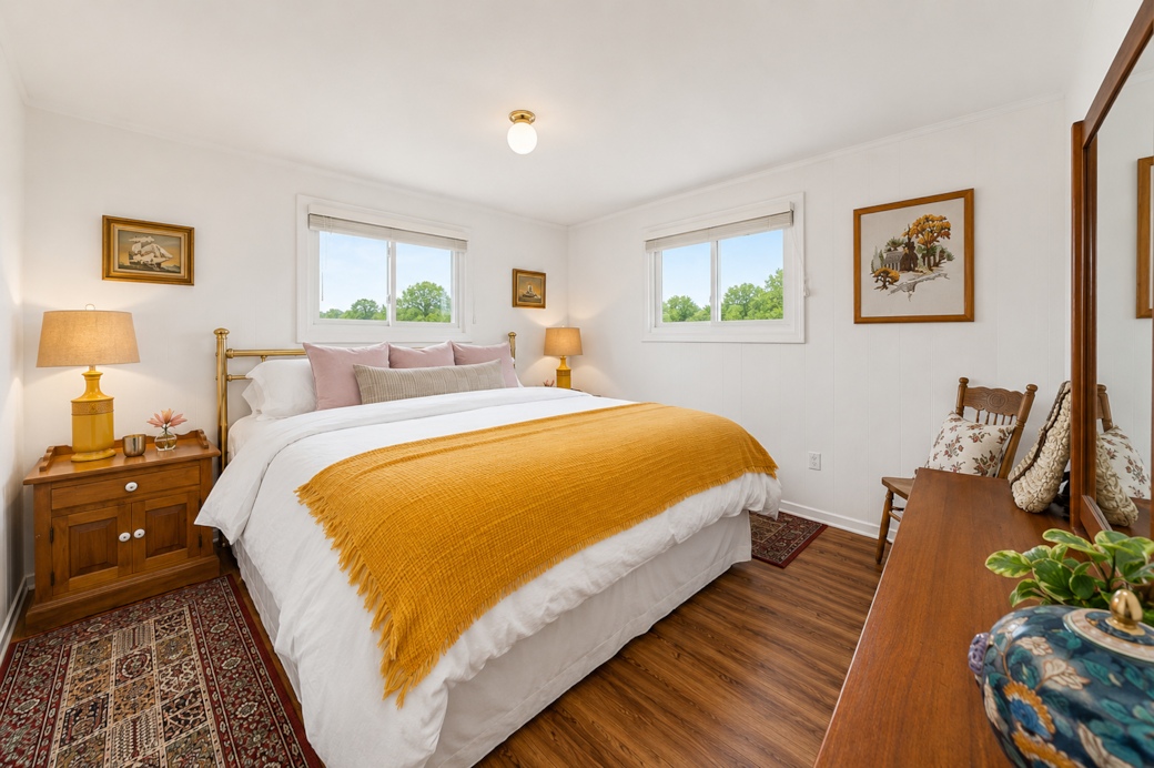 Spacious King Bedroom with Warm Wood Touches