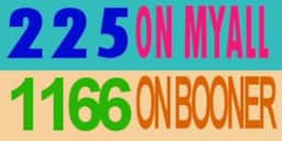 225 on Myall and 1166 on Booner