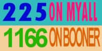 225 on Myall and 1166 on Booner