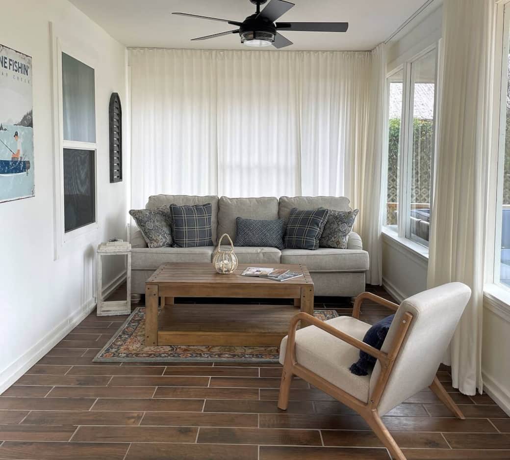 Relax in the sunroom while still enjoying the outdoors. Sofa pulls out to queen bed. Relax in the sunroom while still enjoying the outdoors. Sofa pulls out to queen bed.