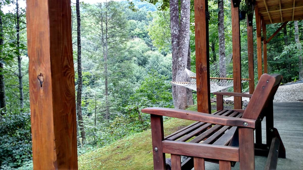 Lower level patio seating and hammock