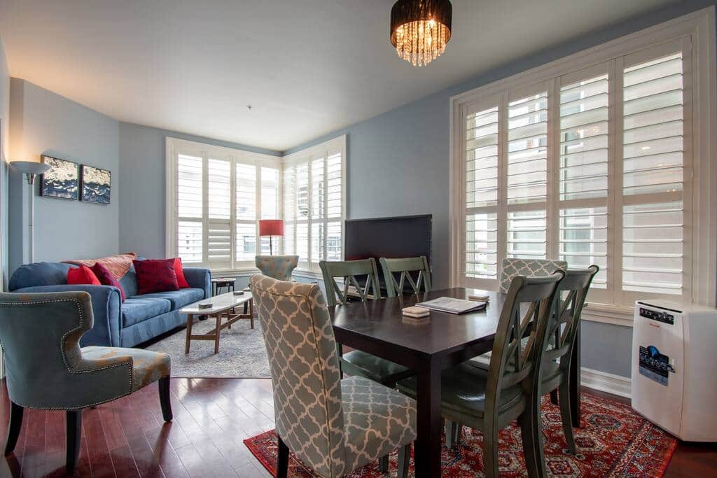Dining table with seating for six