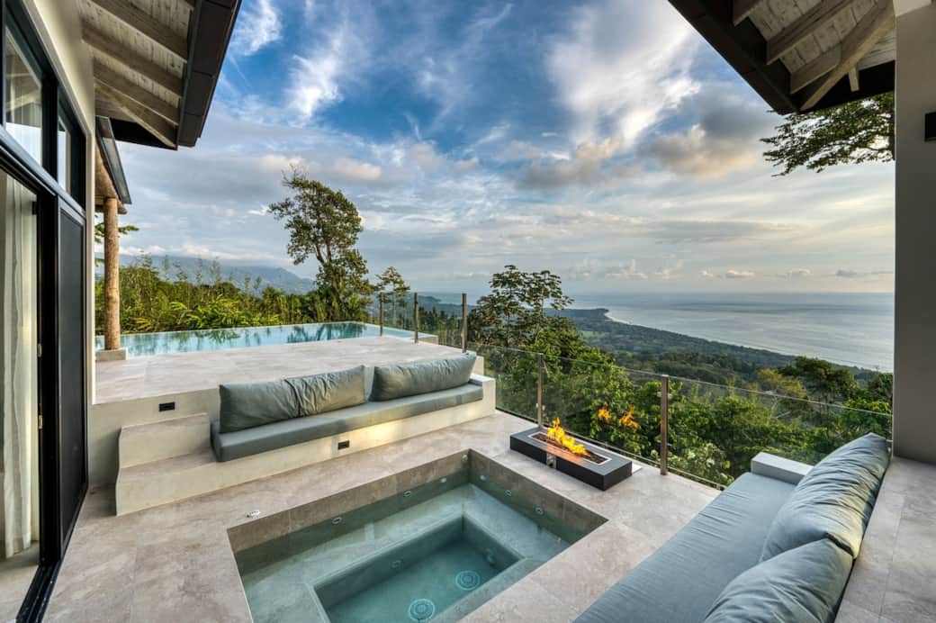 Whale's Tail beach view from the lounge deck, jacuzzi and fire pit.