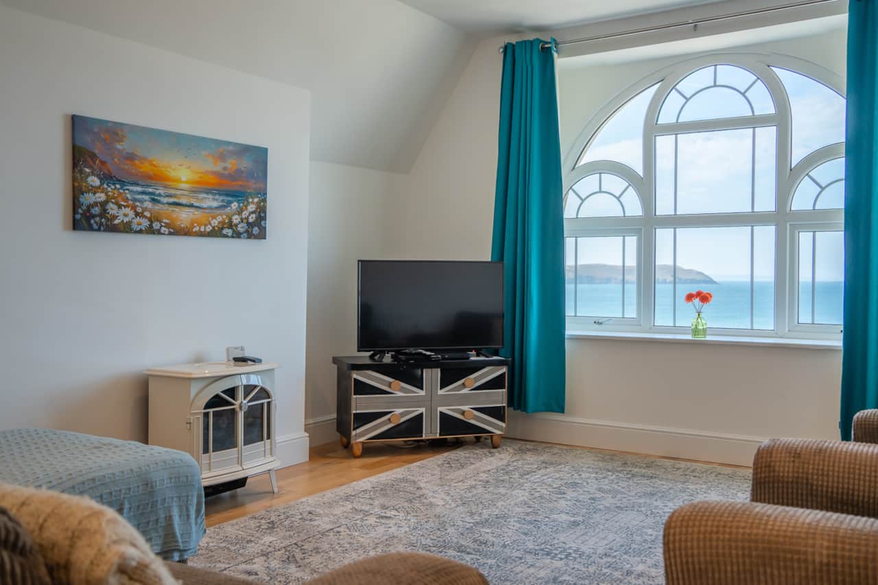 Relaxing living area with beautiful sea views