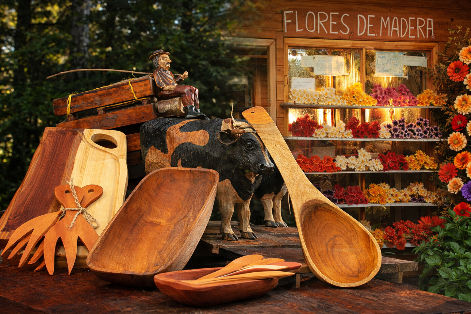 Artesanía en madera en Villarrica