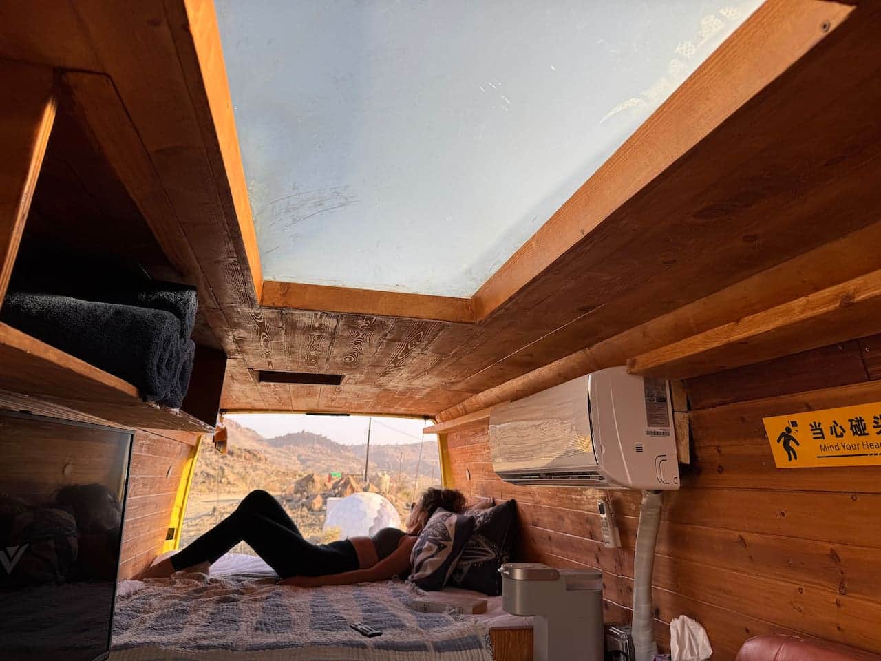 Cozy wood interior of Space Shuttle 001
