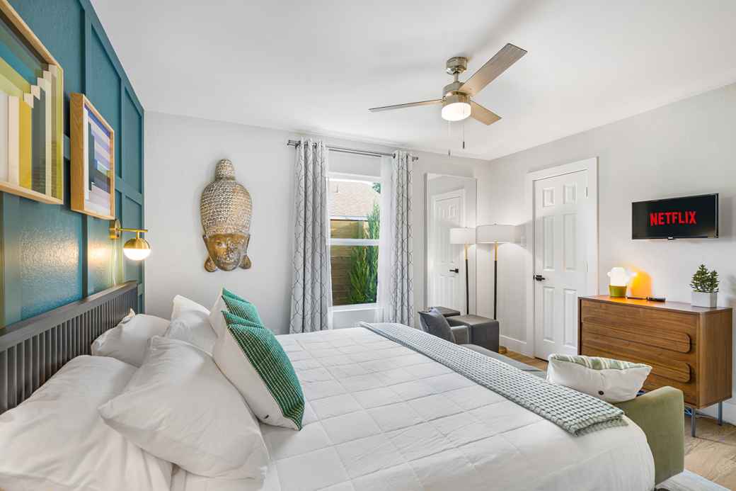 Primary bedroom + three drawer unit