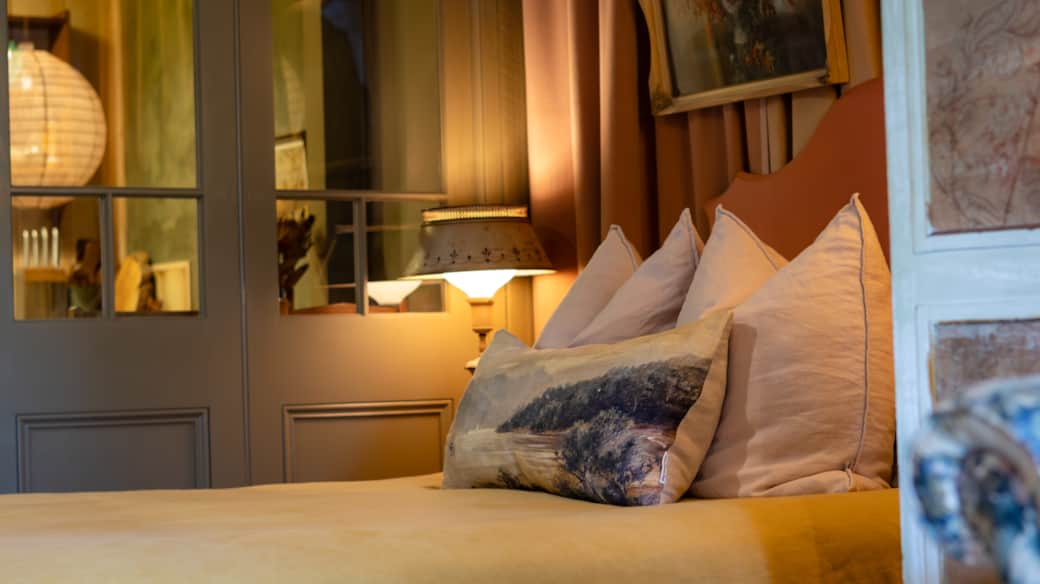 a place to rest with heavy linen throw