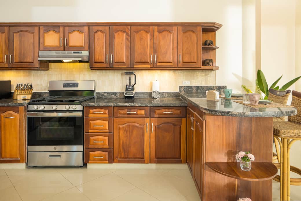 Kitchen with stainless steel appliances