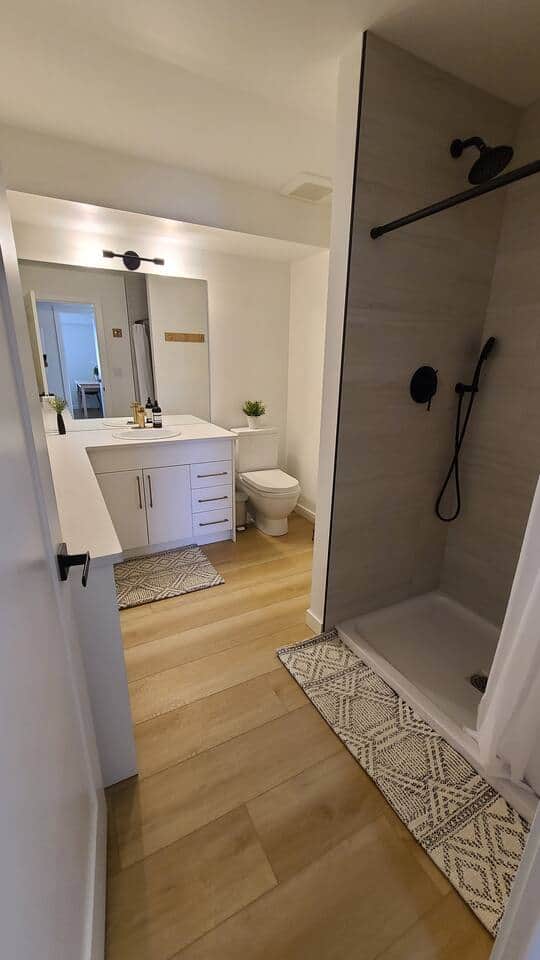 Suite bathroom. The extra large washer and dryer is not visible from this angle. 