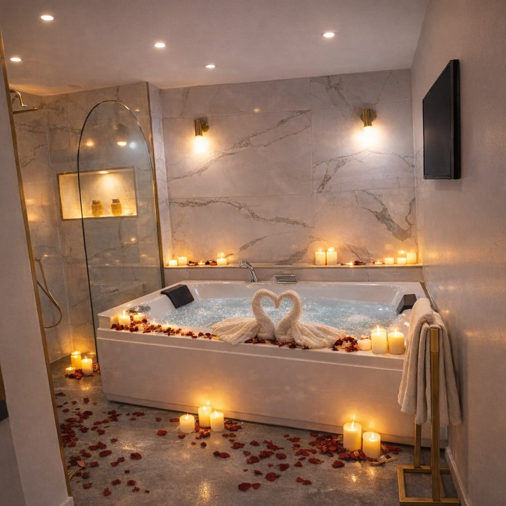 Piscine chauffée privée et jacuzzi privatif de la suite Like a Dream Room, Blennes