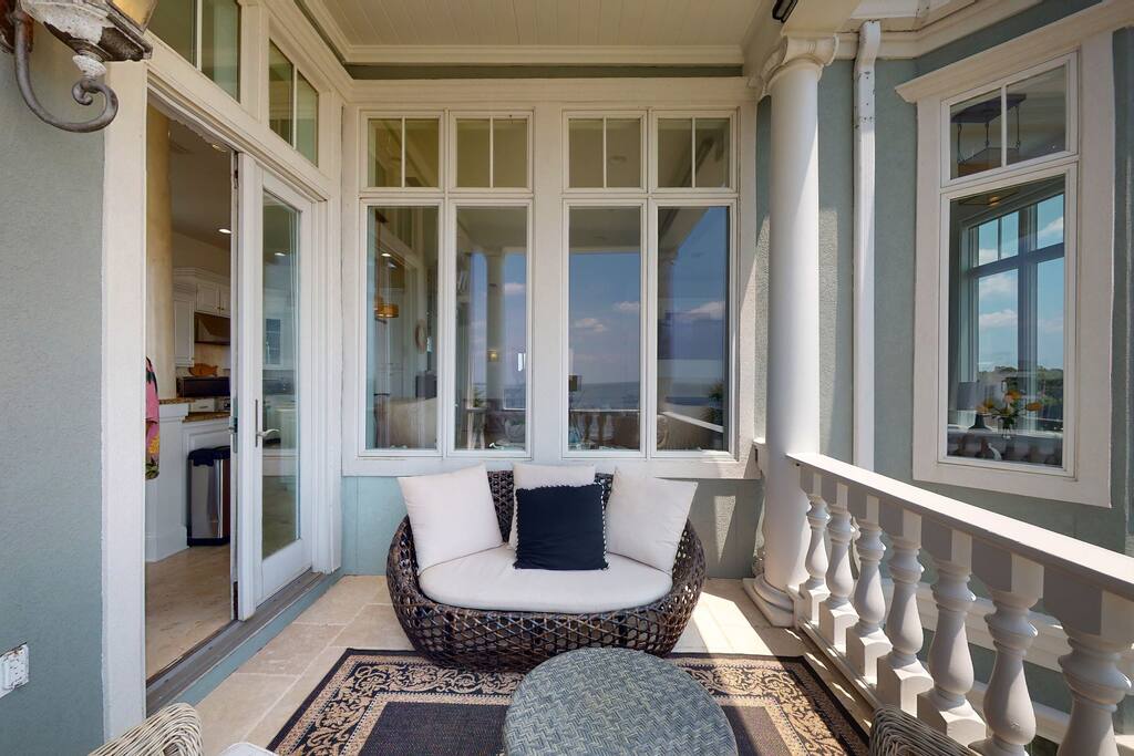 Ocean front porch off the breakfast area - third floor